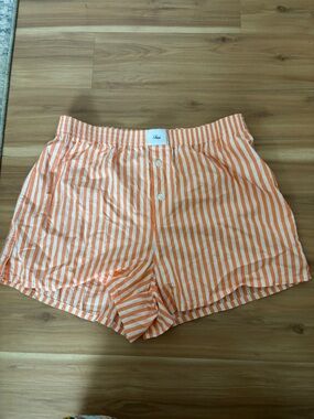 TNA Orange and White Striped Cotton Sleep Shorts